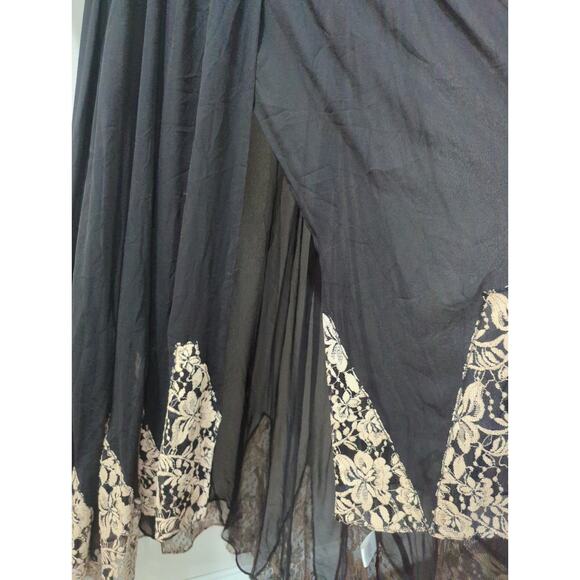 Nightcap By Carisa Rene Sheer Silk Antique Lace Wrap Gown Midi Dress - Picture 6 of 9